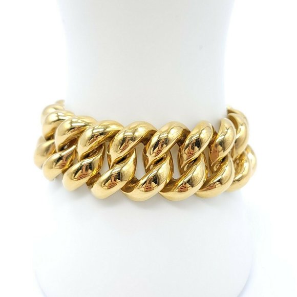 Monet Textured Gold Tone Puffy Chain Link Vintage